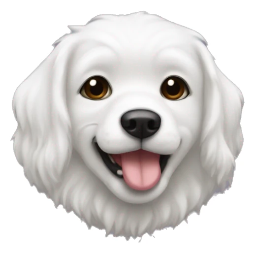Un perro blanco peludo con un moño rosita  sticker