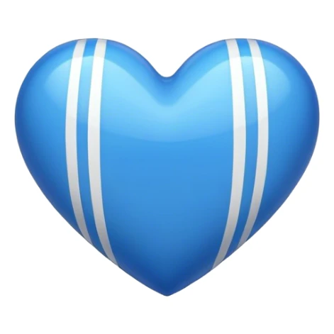 Glossy blue heart with straight athletic stripes going down the side sticker