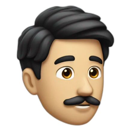 man with black hair comped sideways and a small mustache like charlie chaplin mustache sticker
