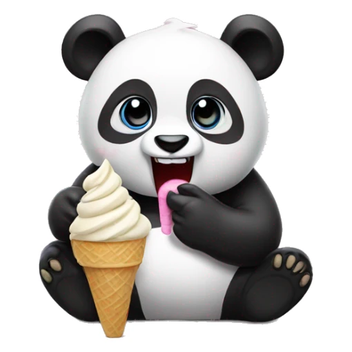 Panda eating ice cream sticker
