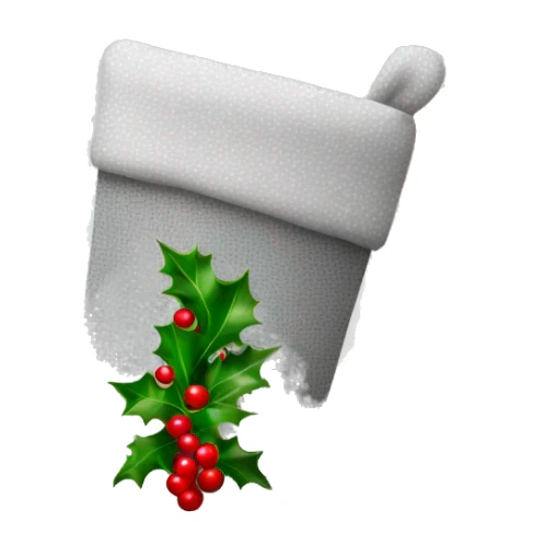 Aesthetic Grey Christmas stocking with holly decorative accent sticker