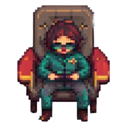 therapist as a pixel art character sitting in a chair sticker