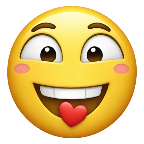 A smiling face with a heart on the chest sticker