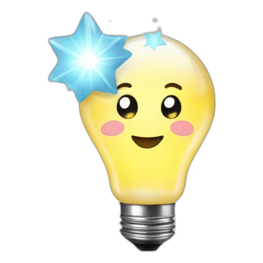 light bulb with little brain and shiny stars inside sticker