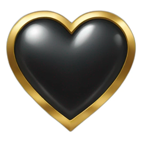 black shiny steel metal heart with gold border sticker