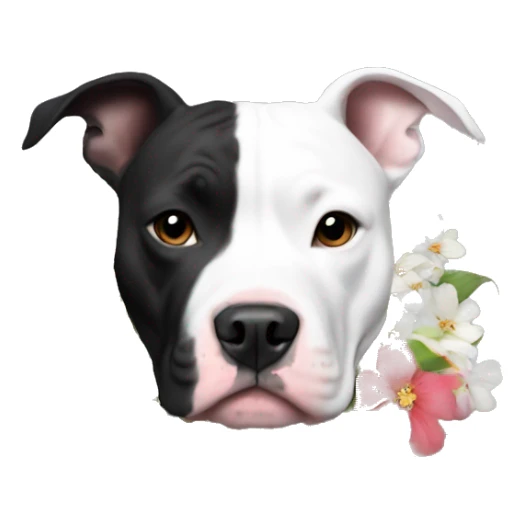 Black and white pitbull with flowers sticker