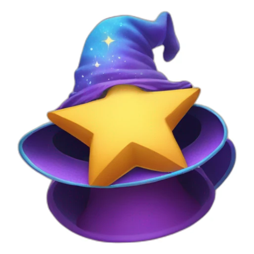 star jumping out of a magic hat without face sticker