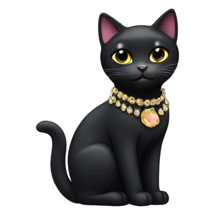 Black cat with jewellery earrings and necklace  sticker