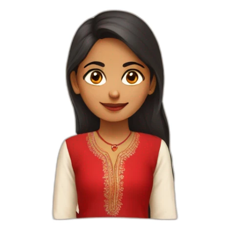 indian girl wearing full sleeve blood red kurti sticker
