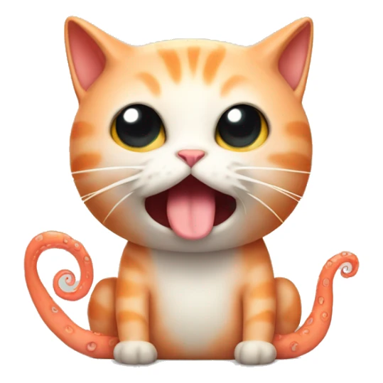 cat with peach color, pleading eye head with an octopus body  sticker