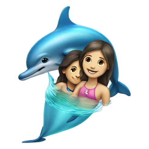 dolphin swimming with girl sticker