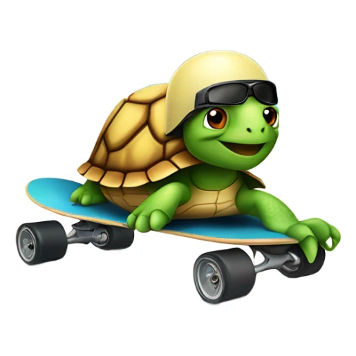 A turtle in a racing helmet, speeding on a skateboard  sticker