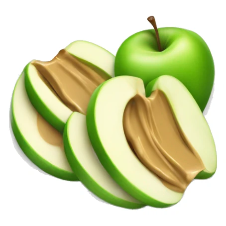 sliced green apple slices with peanut butter on a plate sticker