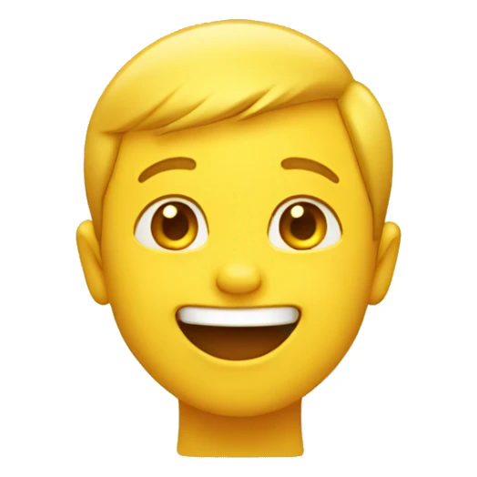 giggling boy, yellow emoji style sticker