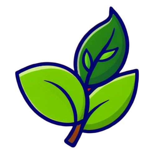 Green tea leaves and buds, fresh harvest sticker