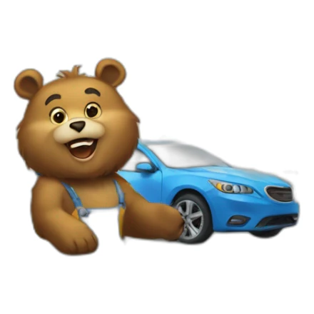 bear at car wash station like a clown sticker