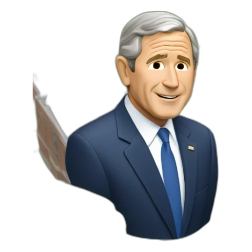 George W. Bush with two buildings sticker