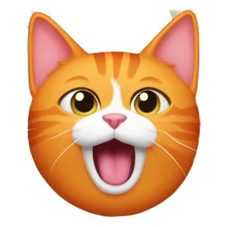 orange cat shocked with bow of cat food sticker