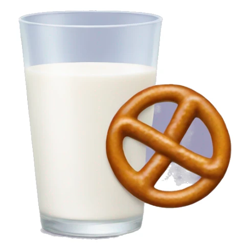 A glass of milk with a pretzel sticker