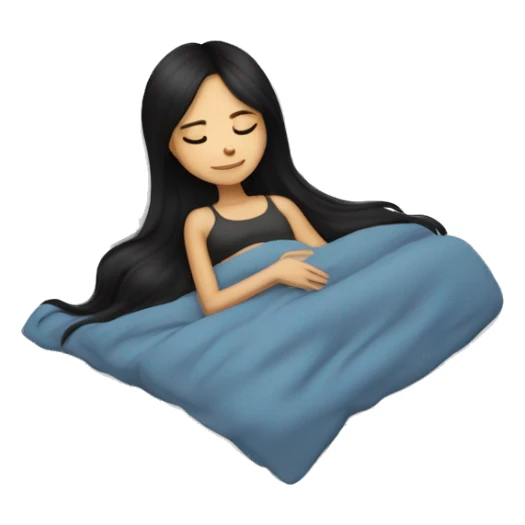 Brünette, long staight black hair Girl sleeping  sticker