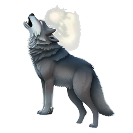 Wolf howling at moon in a snowstorm with mountains  sticker