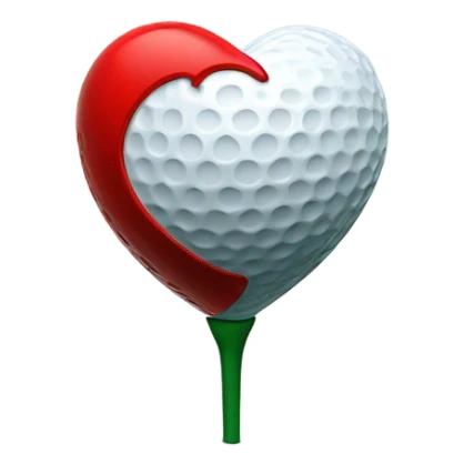 Golf ball in shape of a heart sticker