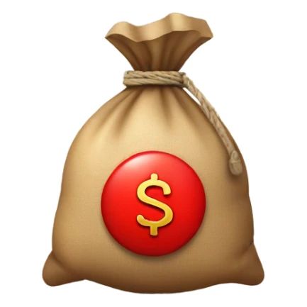 money bag with red money sign sticker