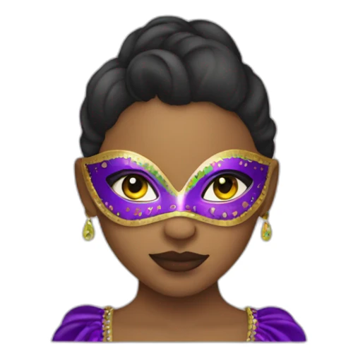 girl wearing a mardi gras mask light skin sticker
