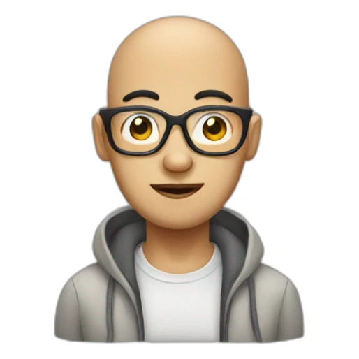 severe hair loss chineseman with eyeglasses sticker