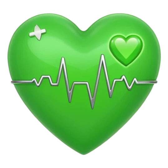 green heart with ECG heartbeat line sticker