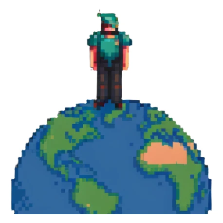 godlike man standing above the world, powerful and majestic sticker