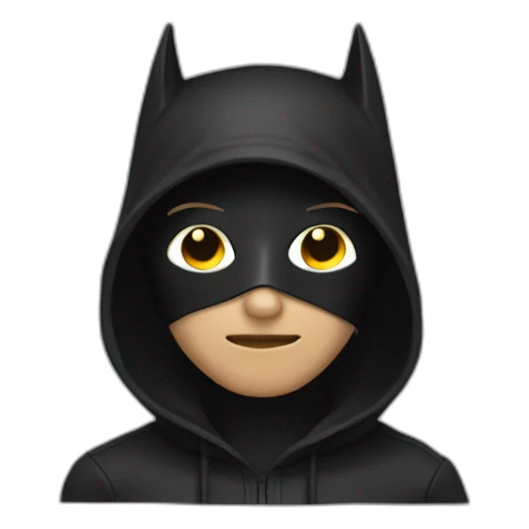 Hacker with black batman hoodie with face mask emoji sticker