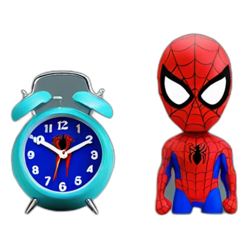 Funny spiderman modern alarm clock for kids sticker