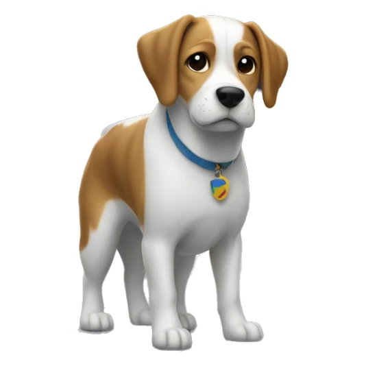 Dog in front of a house while snowing sticker