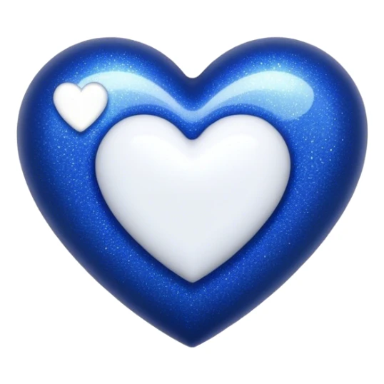 Sparkly midnight blue heart  with white heart in center sticker