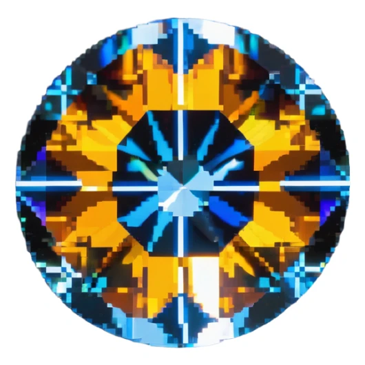 extreme up close amber round cut holographic gem with black metal accent sticker