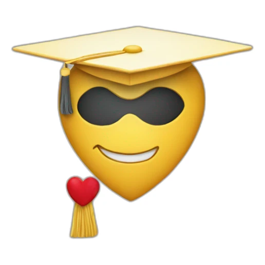 Heart wearing a mortarboard on the top left sticker