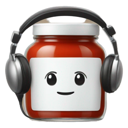 tomato sauce jar with headphones sticker
