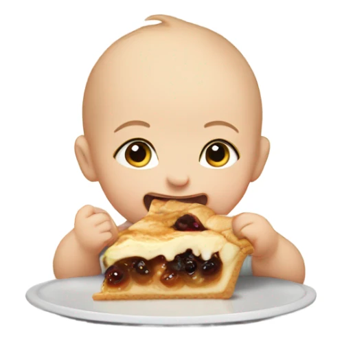 baby with down syndrome eating a pie that says acoustic sticker