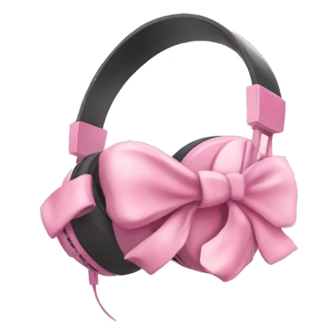 Soft pink headphones with pink bow sticker