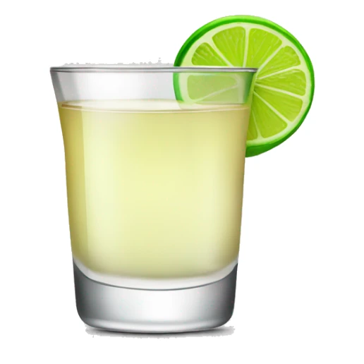 shot of tequila with a lime wedge on the rim sticker