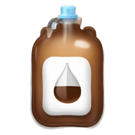 An IV bag filled with brown liquid. sticker