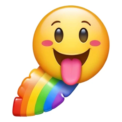 emoji sticking out its tongue in rainbow  sticker