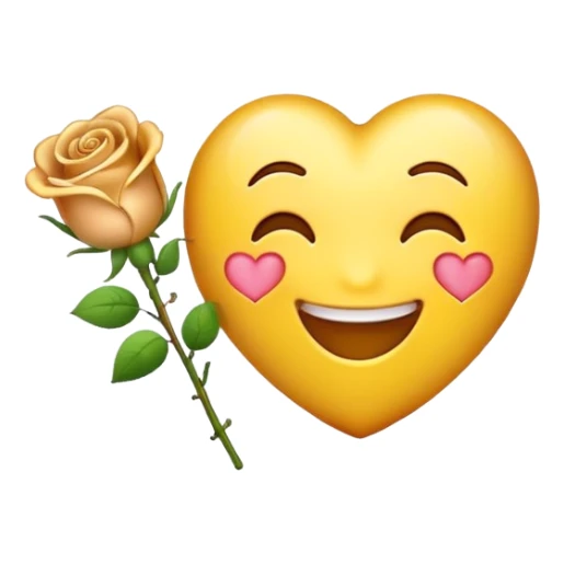 Yellow emoji blowing rose gold heart  sticker