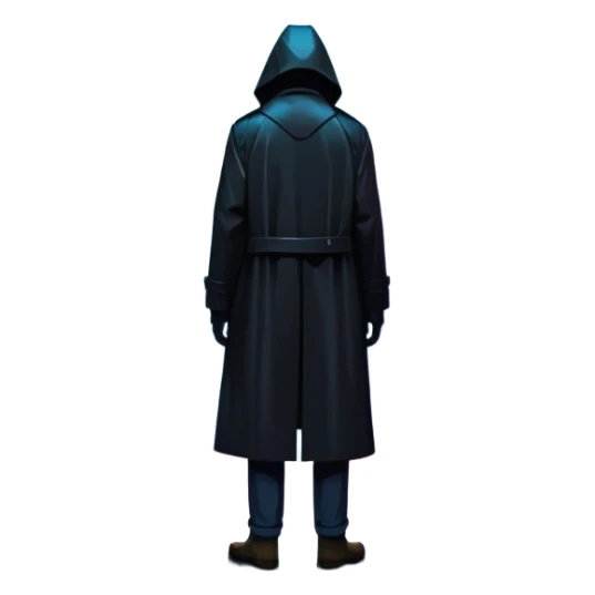 Movie Poster: A tense, gripping design with dramatic lighting. Shadows loom, and ominous shapes emerge from the mist. Suspenseful and cinematic atmosphere.  Include a mysterious figure in a dark coat standing in a rain-soaked alley, with glowing neon signs in the background. Transparent background. sticker