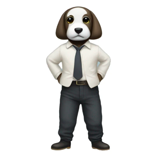 puppett with trousers standing on one leg no face sticker