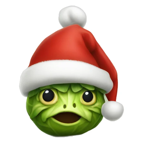 Brussels sprout with a Christmas hat realistic no eyes sticker