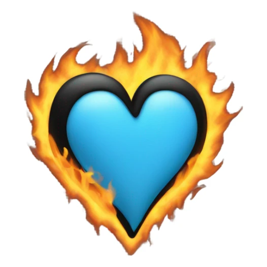 Light blue heart with black fire flames sticker