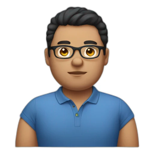 three-point head Black hair fatty Man with polo-shirt and glasses sticker