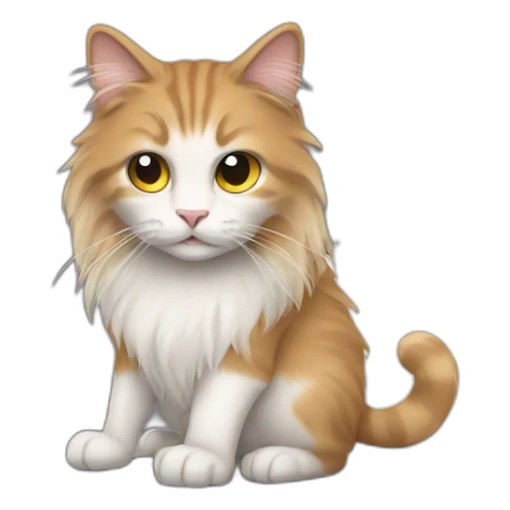 cat with long hair on a laptop sticker